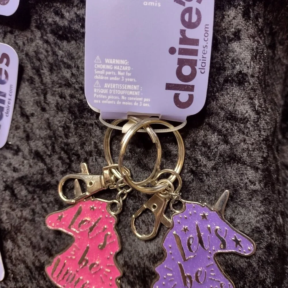 Claire's Unicorn Necklace Choker Ring Bracelet Earrings Friend Keychains & Charm